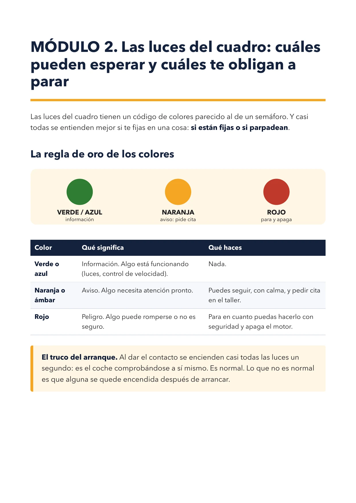 Las luces del cuadro, por colores.