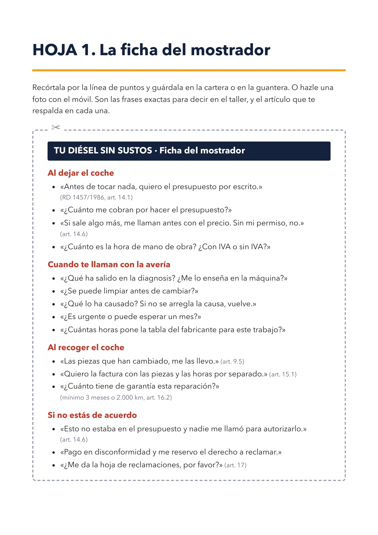 La ficha del mostrador, para recortar.